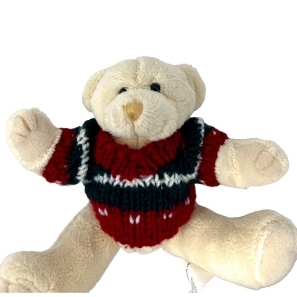 Playful Plush Cream Colored Teddy Bears with Knit Sweaters - Picture 4 of 7